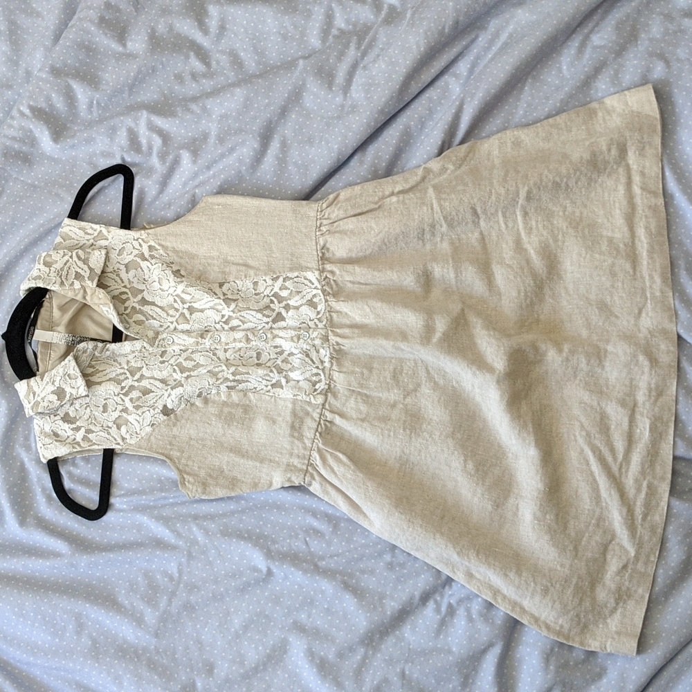 KENSIE | Beige Linen Lace Summer dress